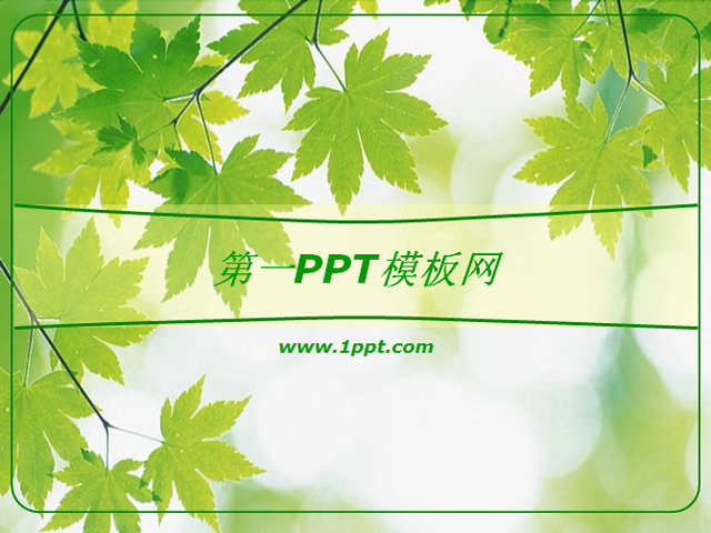 绿色枫叶背景PPT模板