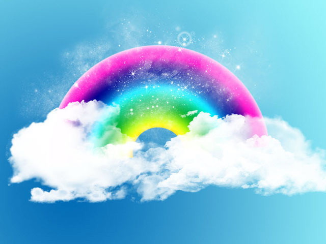 精美的动态蓝天白云彩虹PPT背景图片