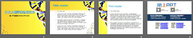 DNA链条背景的医疗医学生物科学幻灯片模板下载