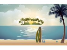 海滩椰树自然风景PPT背景图片
