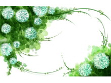 彩绘绿色花卉边框PPT背景图片