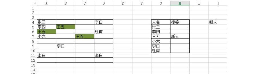 Excel如何实现A表数据有一个标签的时候，B表对应的数据会变色？