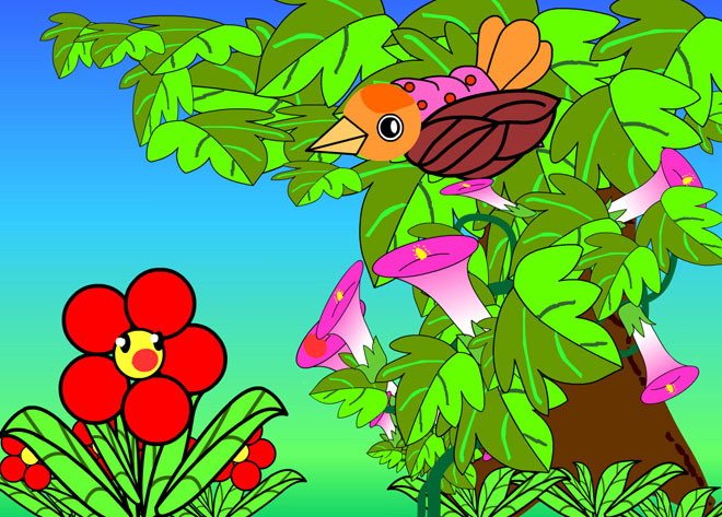 《小鸟和牵花》Flash动画课件