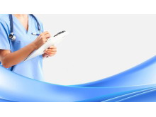 蓝色医生护士背景的医疗PPT背景图片