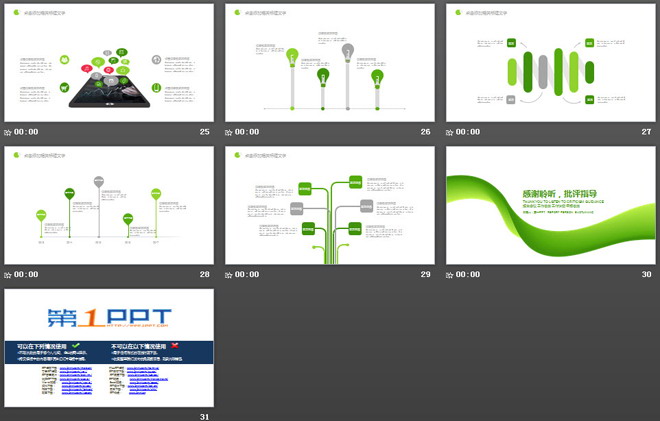 简洁绿色年终工作总结新年计划PPT模板