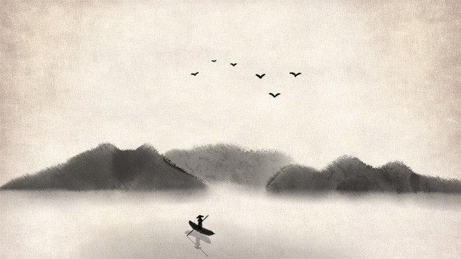 六张水墨山水画古典中国风PPT背景图片