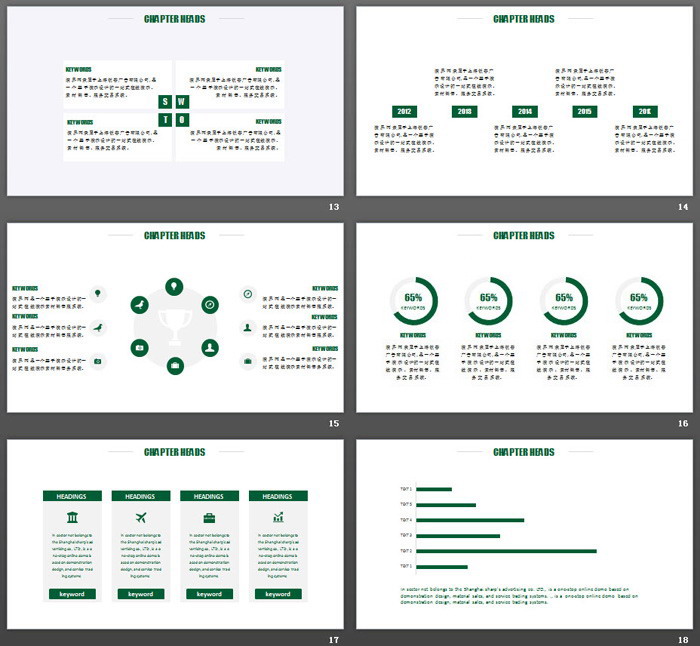 绿色极简扁平化分析报告PPT模板免费下载