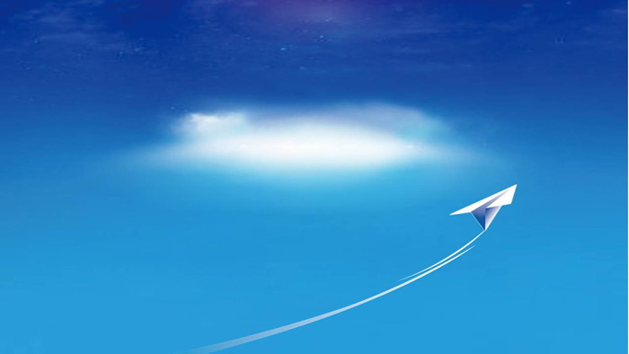 四张蓝天白云纸飞机PPT背景图片