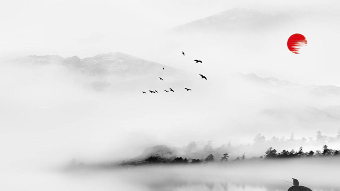 11张淡雅黑白中国风PPT背景图片