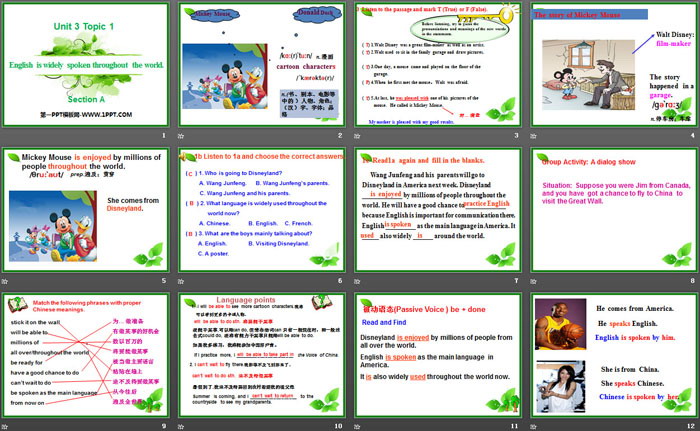 《English is widely spoken throughout the world》SectionA PPT