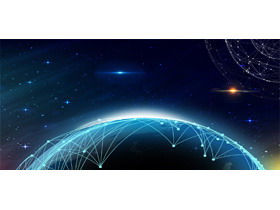 蓝色星空星球背景的科技PPT背景图片