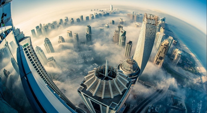 迪拜城市建筑PPT背景图片