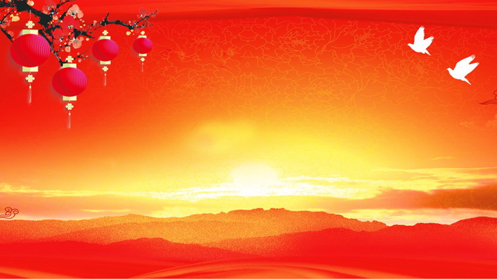 五张红色喜庆新年PPT背景图片