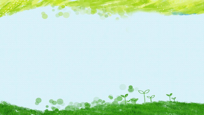 绿色水彩绘制的卡通草地嫩芽ppt背景图片 - 第一ppt