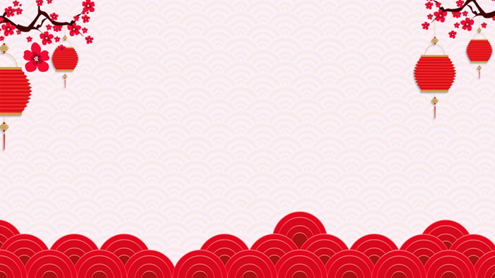 四张红色灯笼梅花背景的新年春节PPT背景图片