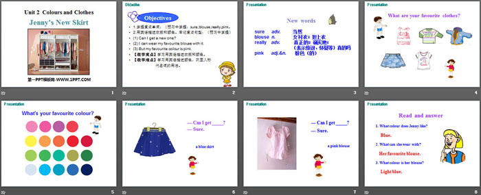 《Jenny\s New Skirt》Colours and Clothes PPT课件