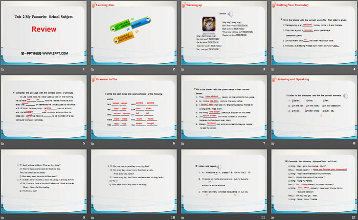 《Review》My Favourite School Subject PPT