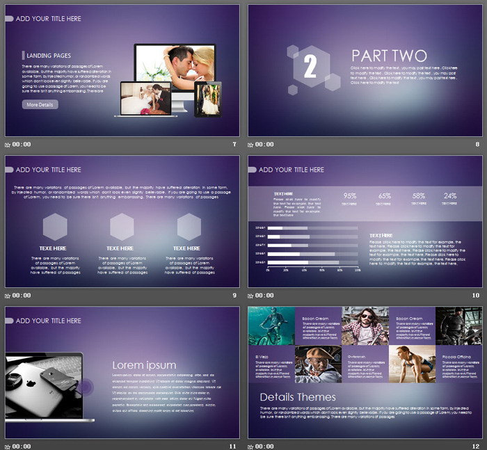 紫色iOS风格的欧美科技PPT模板
