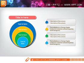 彩色带有说明的包含关系PPT图表