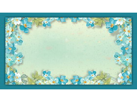两张蓝色水彩花卉PPT背景图片