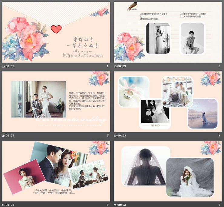 ppt模板 详细介绍:标签:水彩爱情相册情侣相册玫瑰结婚婚礼信封目录