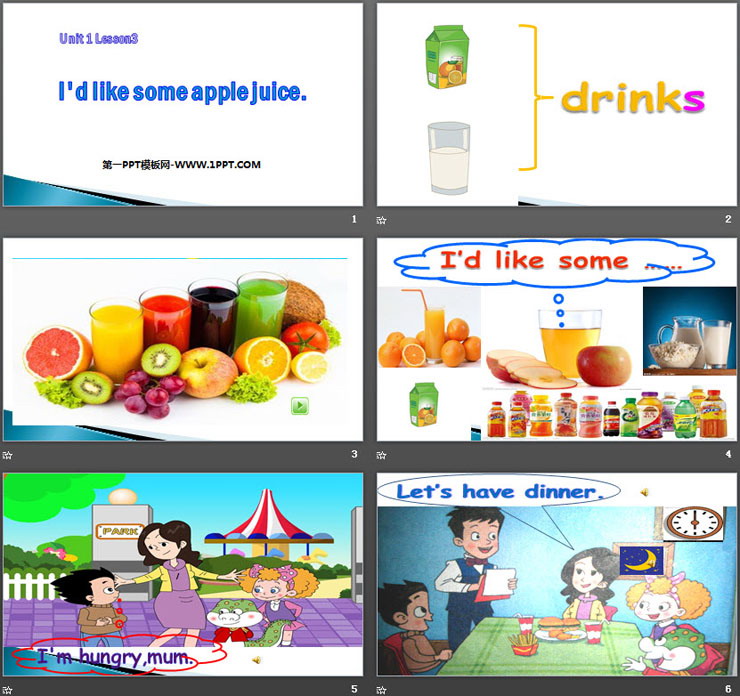 《I\d like some apple juice》Food and Drinks PPT