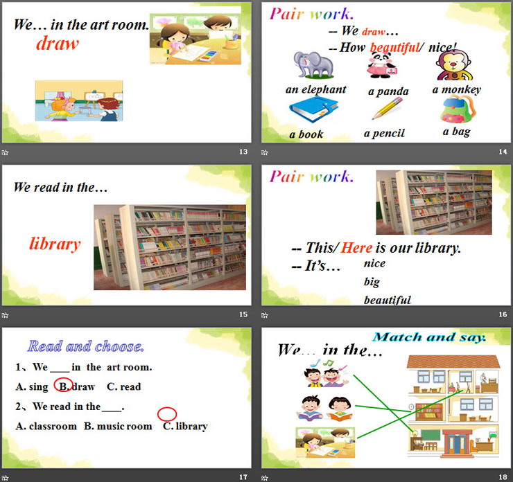 《We read in the library》School PPT