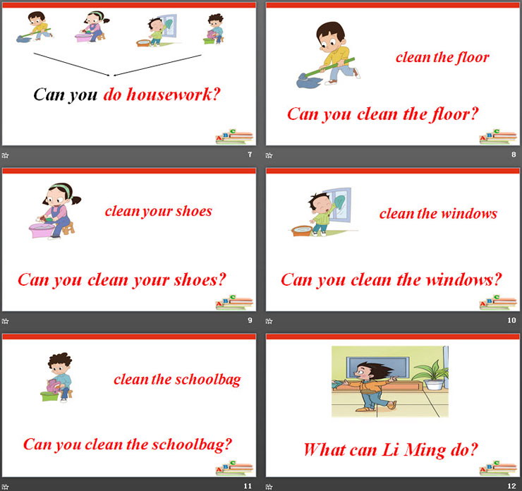 《Can you clean the windows?》Housework PPT