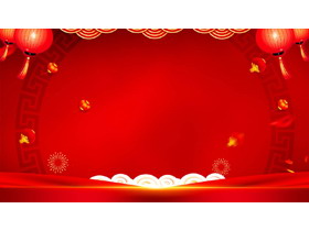 红色喜庆新年主题PPT背景图片免费下载