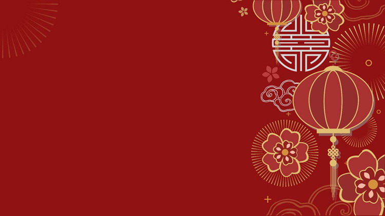 这是三张精致古典灯笼花卉新年ppt背景图片; 适合用于制作与元旦,春节