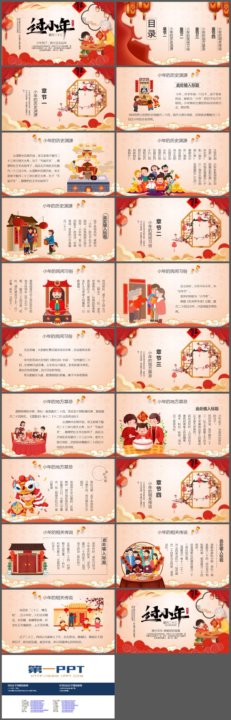 中国传统习俗：过小年介绍PPT模板