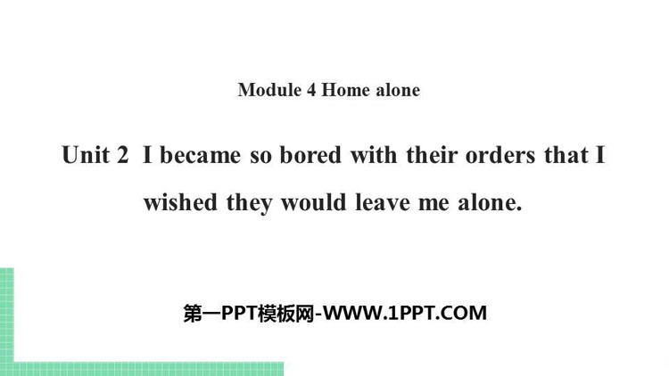 《I became so bored with their orders that I wished they would leave me alone》Home alone PPT课件下载