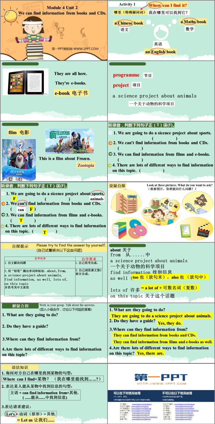 《We can find information from books and CDs》PPT课件下载