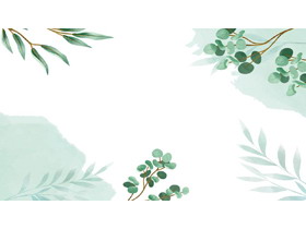三张绿色水彩叶子PPT背景图片