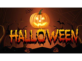 卡通南瓜灯背景的Halloween幻灯片模板免费下载