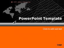 经典黑色橙色世界地图PPT模板