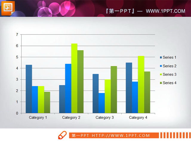 四部分数据对比分析PPT柱状图素材下载(数据图表与分析图PPT)（三个数据对比ppt柱状图）
