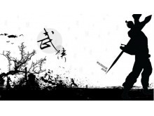 黑白背景的中国古典武侠PPT模板下载