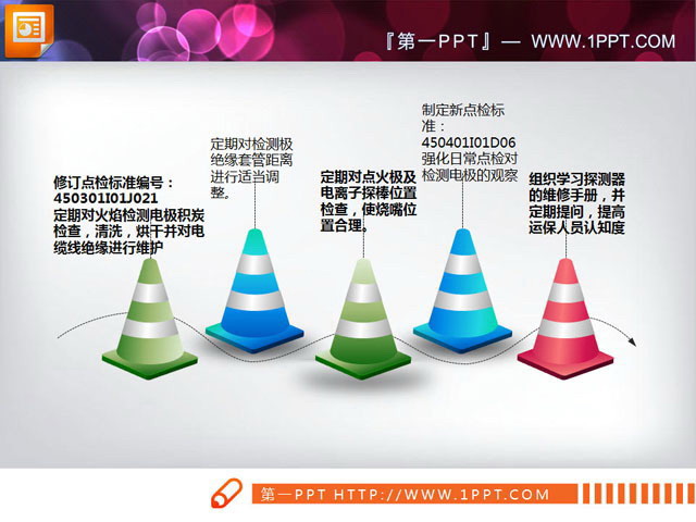 彩色交通路障背景PowerPoint流程图模板（道路ppt背景图）