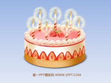 ��B生日蛋糕PPT�赢�背景的生日快�坊�羝�模板