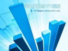 蓝色立体统计图背景的财务PPT模板