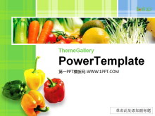 �G色蔬菜背景的食品PPT模板