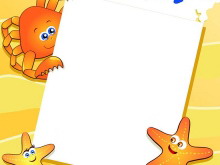 螃蟹海星卡通边框PPT背景图片