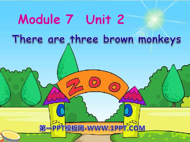 There are three brown monkeysPPTμ3
