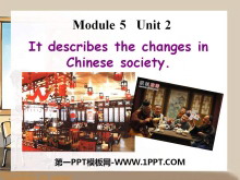 It descibes the changes in Chinese societyLao She's Teahouse PPTn