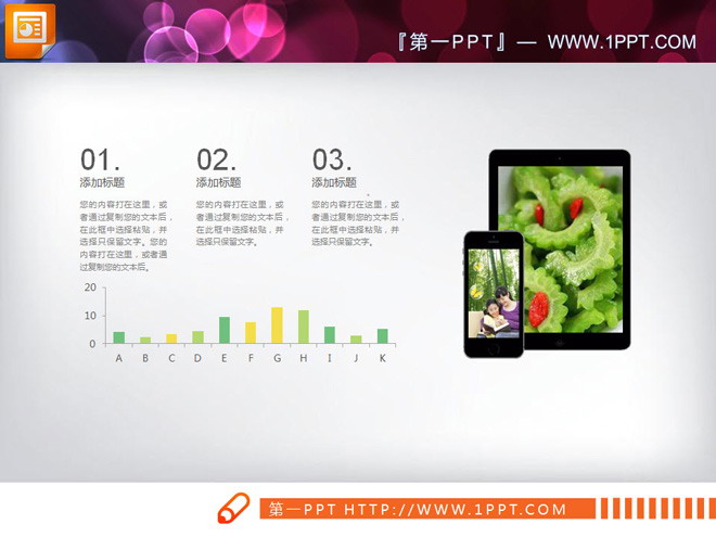 绿色生鲜背景健康饮食PPT图表（绿色食品介绍ppt）