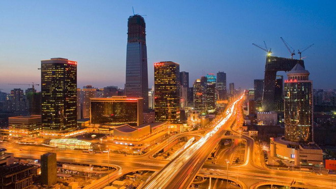 繁华的北京夜景PPT背景图片（北京繁华城市夜景图片）