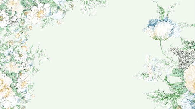 两张绿色清新唯美花卉艺术PPT背景图片（ppt背景图片 淡雅 花卉）