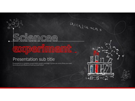 红色黑板粉笔手绘科学化学实验PPT课件模板