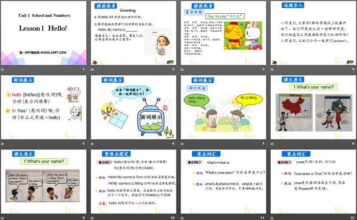 《Hello!》School and Numbers PPT-预览图02